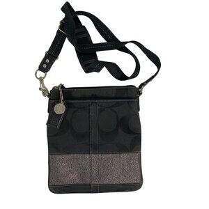 COACH Black Signature Textile Jacquard Swingpack Crossbody Bag F0867-42029